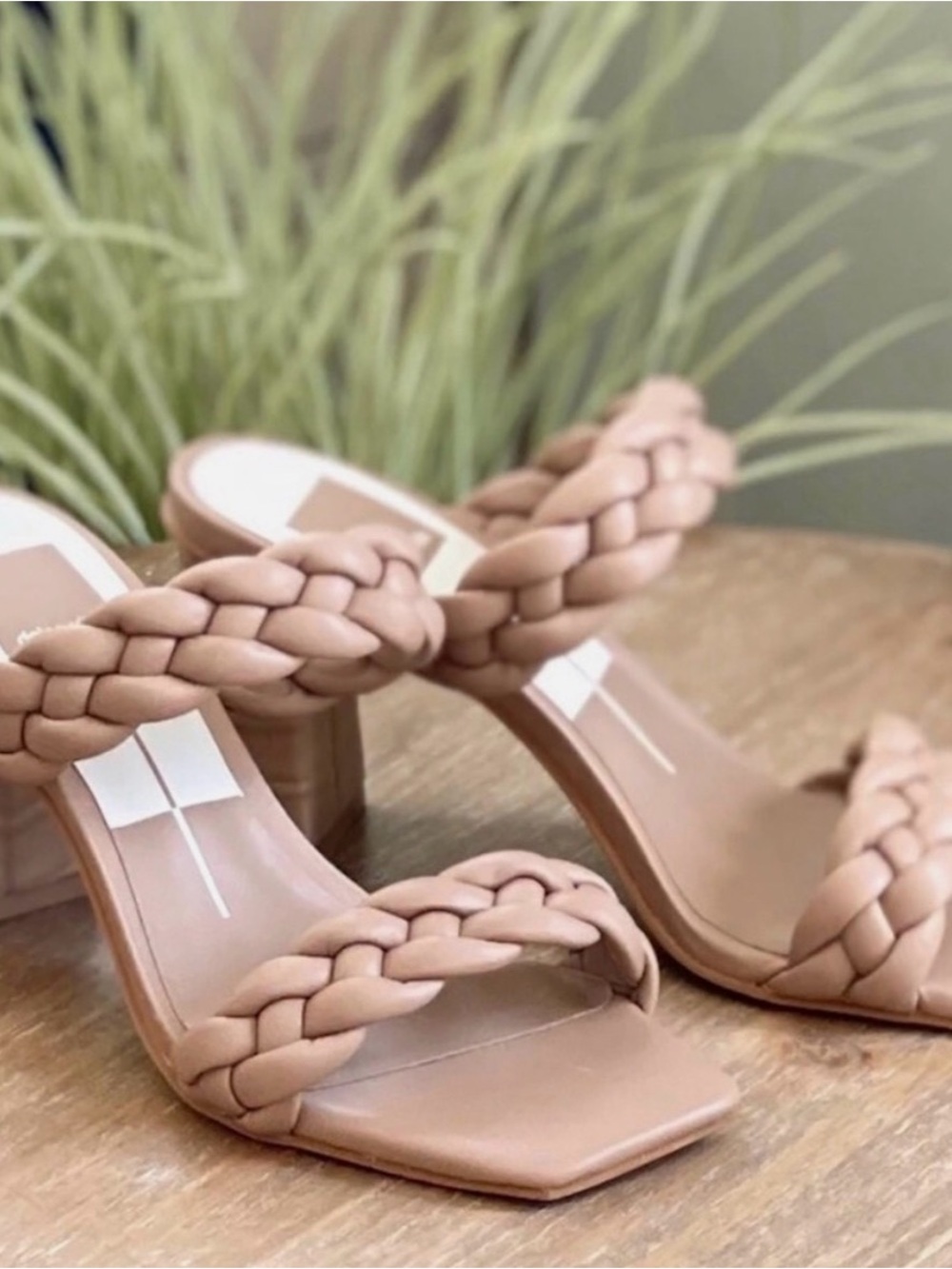 Dolce Vita Blush Braided Double-Strap Block Heel Sandals
